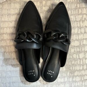 Black Leather Mules - NEVER WORN! Size 9